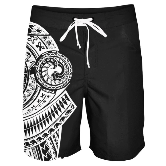 LunaFide Men's White Black Polynesian Graphic Swim Board Shorts - Size Large 36” - Picture 1 of 6
